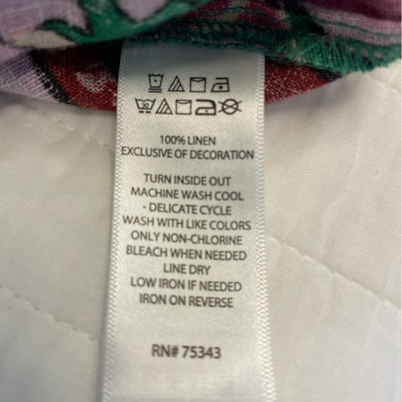 Cynthia Rowley Floral Off-Shoulder Linen Top - Pink and Green Size Large. - Picture 10 of 10